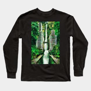 Hotel hidden in the jungle with waterfall Long Sleeve T-Shirt